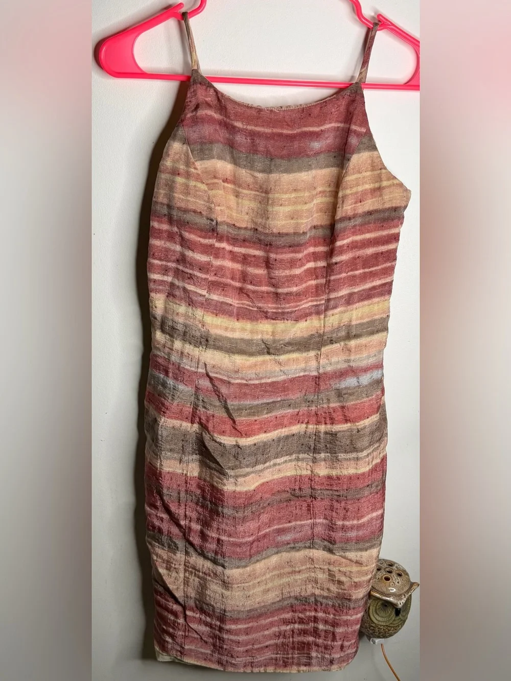 Striped Pink Beige Sheath Dress - Picture 1 of 3